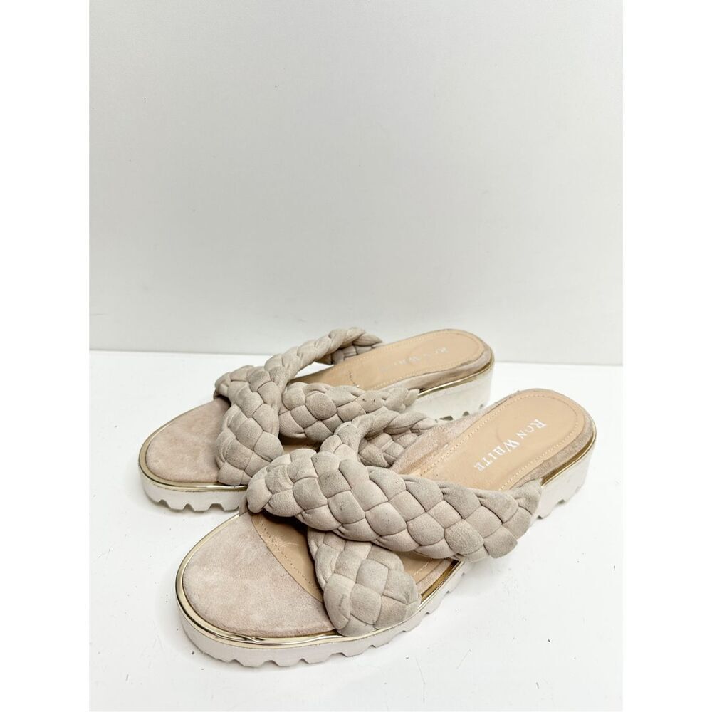 Ron White Sandals Braided Womens Size 8US Crisscross Suede Slide - Picture 4 of 10